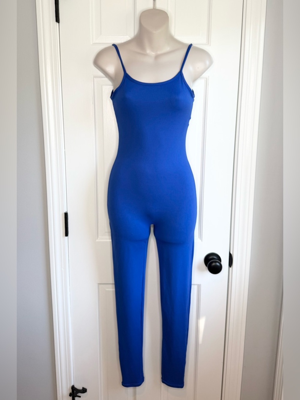 Slim-Fit Royal Blue Spaghetti-Strap Jumpsuit
